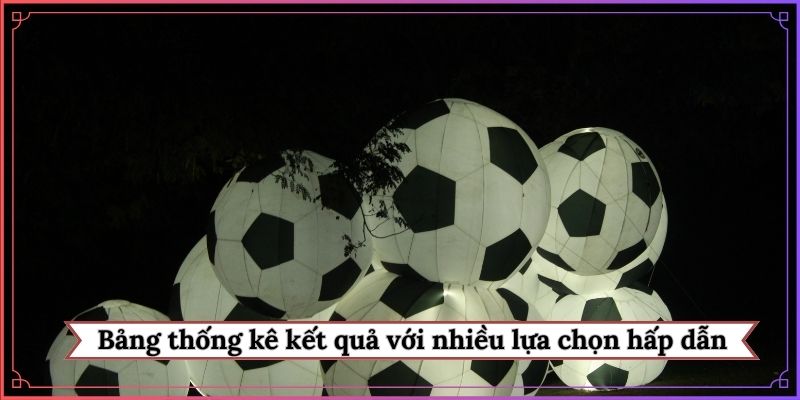 Bảng thống kê kết quả với nhiều lựa chọn hấp dẫn